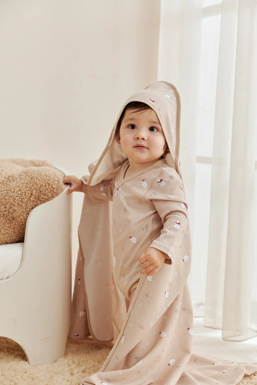 Norsu Baby Organic Kimono Long-sleeve Onesie-Polar Bear