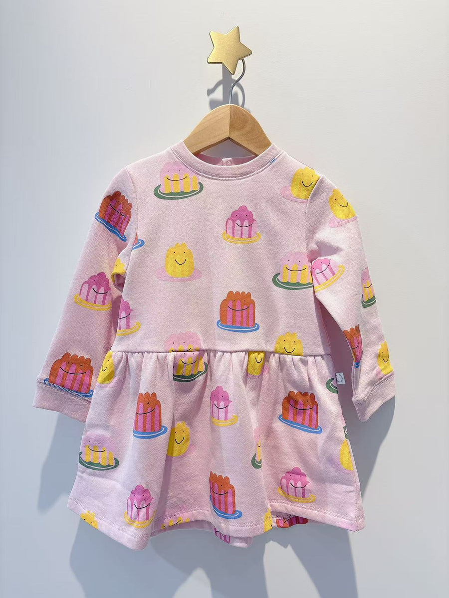 Stella McCartney Kids Girls Pink Cotton Jersey Smiling Jellies Dress