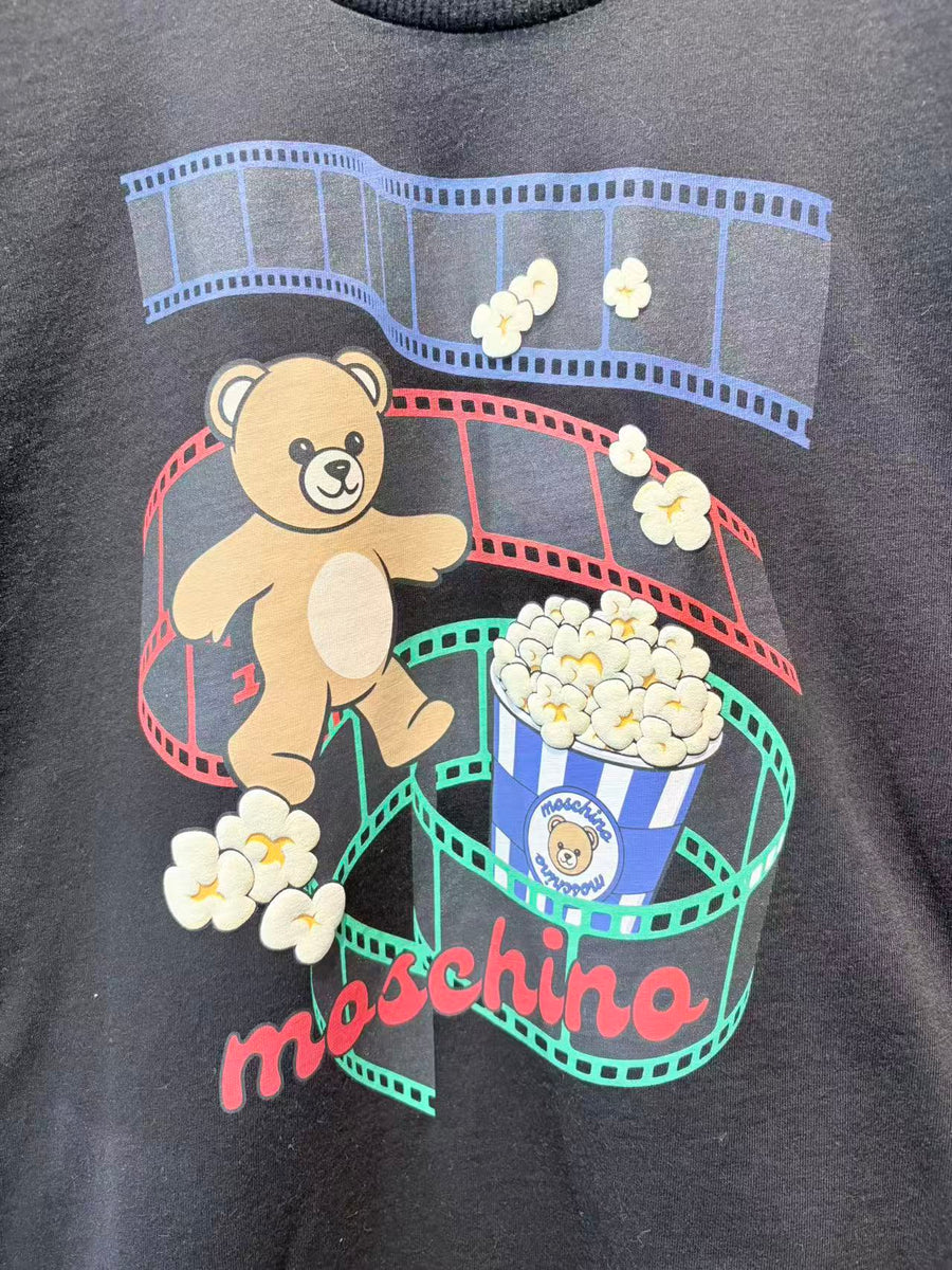 Moschino Kids Black T-shirt  with Film Theme Print