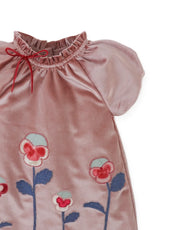 Gingersnaps Baby Velvet Dress with Floral Appliqués