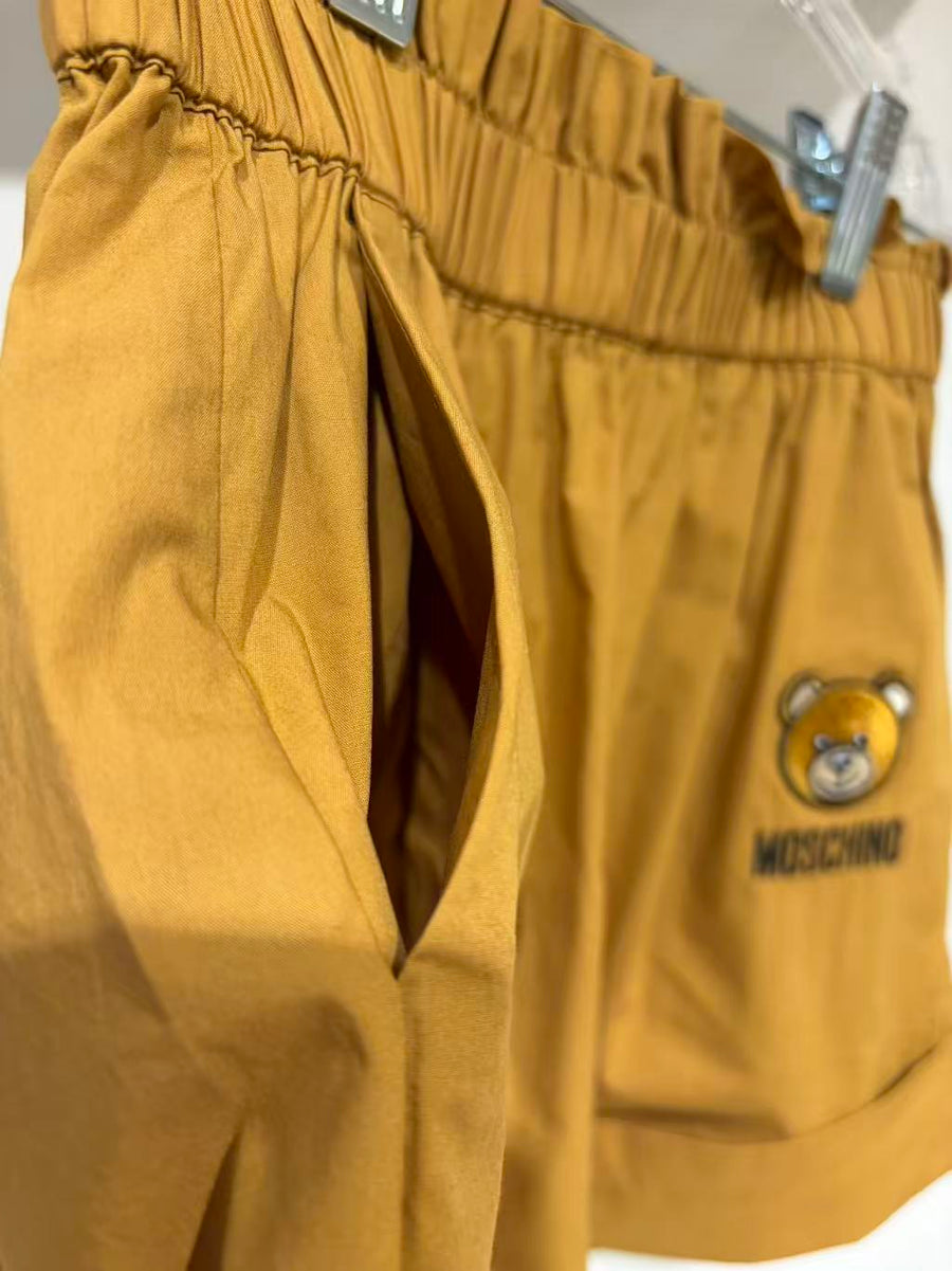Moschino Girls Patch Ruffled Waist Brown Shorts