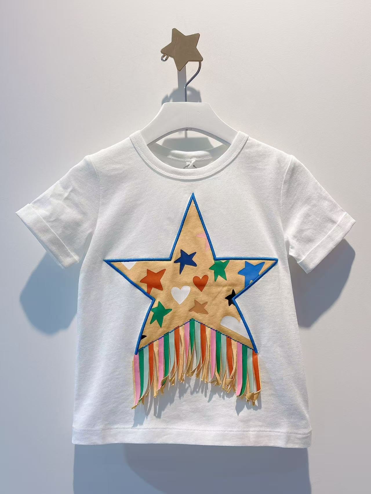 Stella McCartney Kids Fringe-trimmed cotton jersey T-shirt Stella McCartney Kids Fringe-trimmed cotton jersey T-shirt