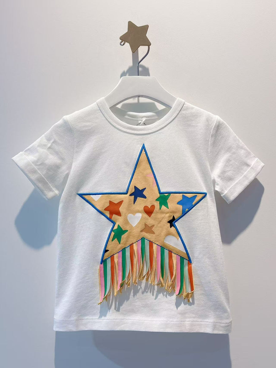 Stella McCartney Kids Fringe-trimmed cotton jersey T-shirt