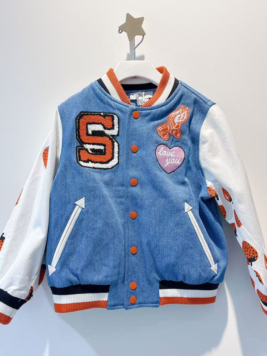 Stella McCartney Kids Girls Blue Denim Bomber Jacket