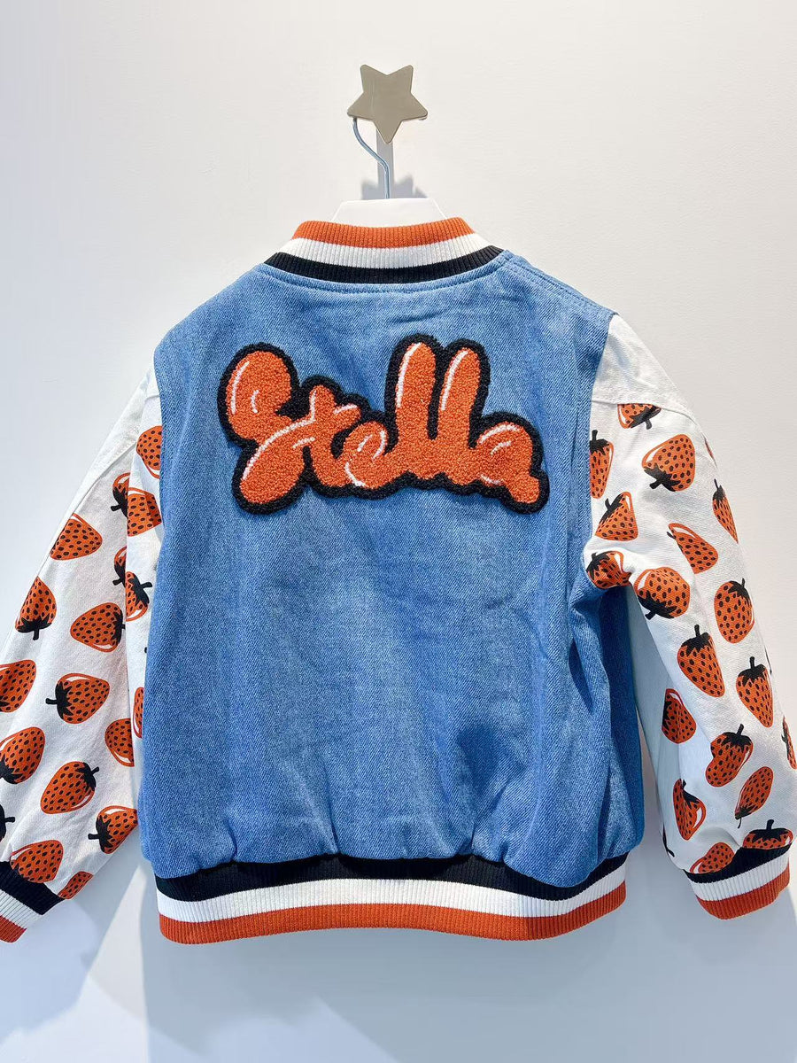 Stella McCartney Kids Girls Blue Denim Bomber Jacket