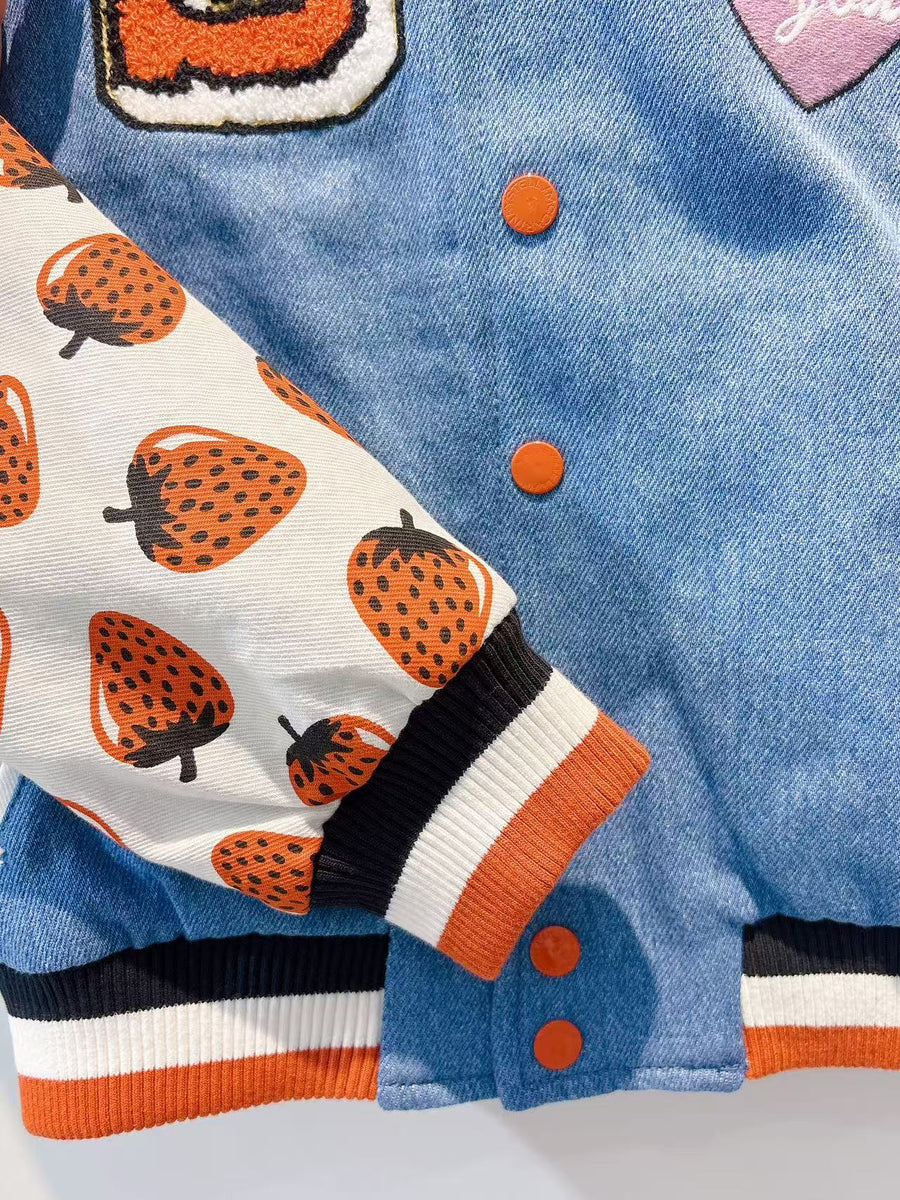 Stella McCartney Kids Girls Blue Denim Bomber Jacket