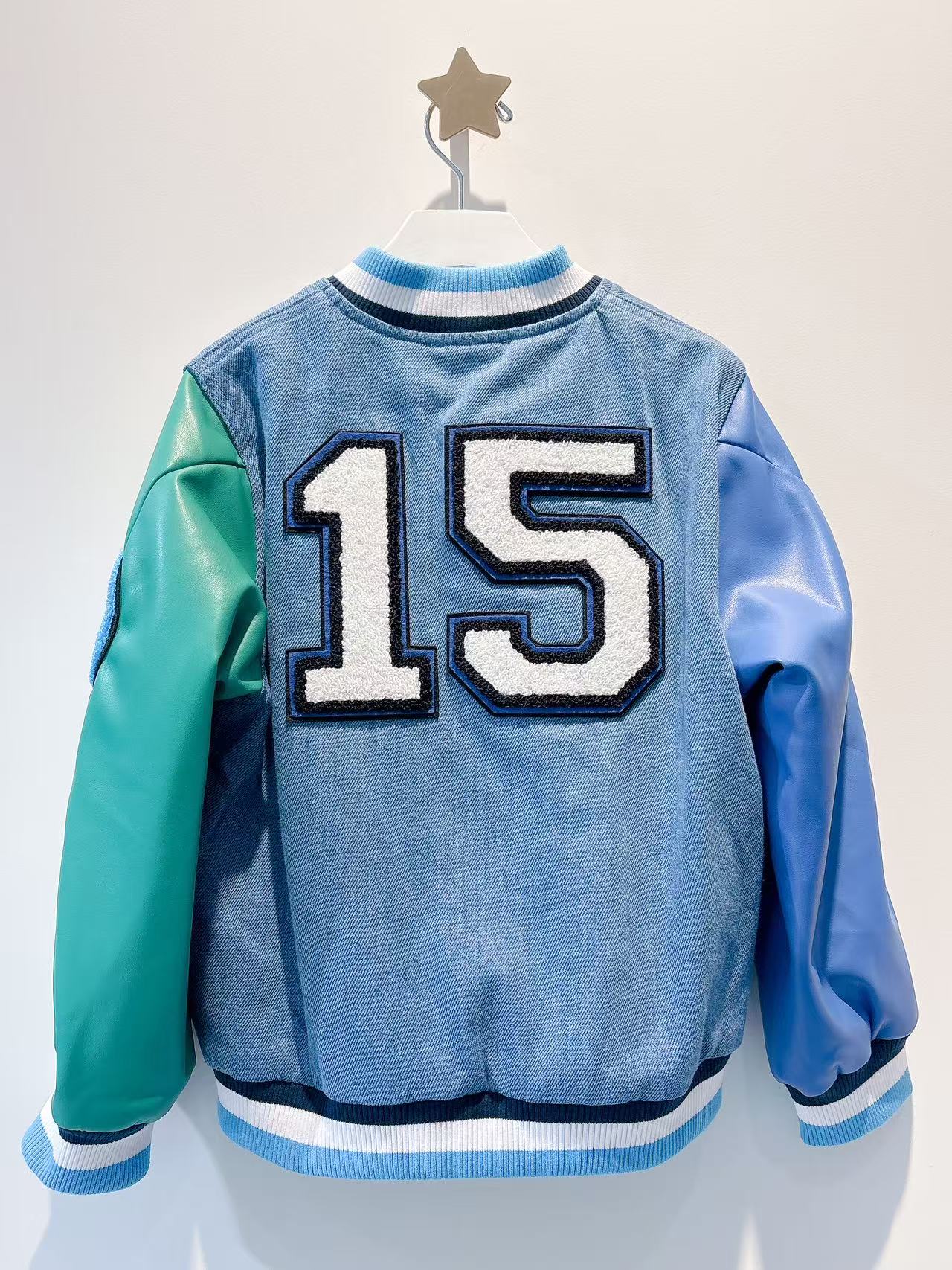 Stella McCartney Kids Boys Blue Denim Varsity Jacket