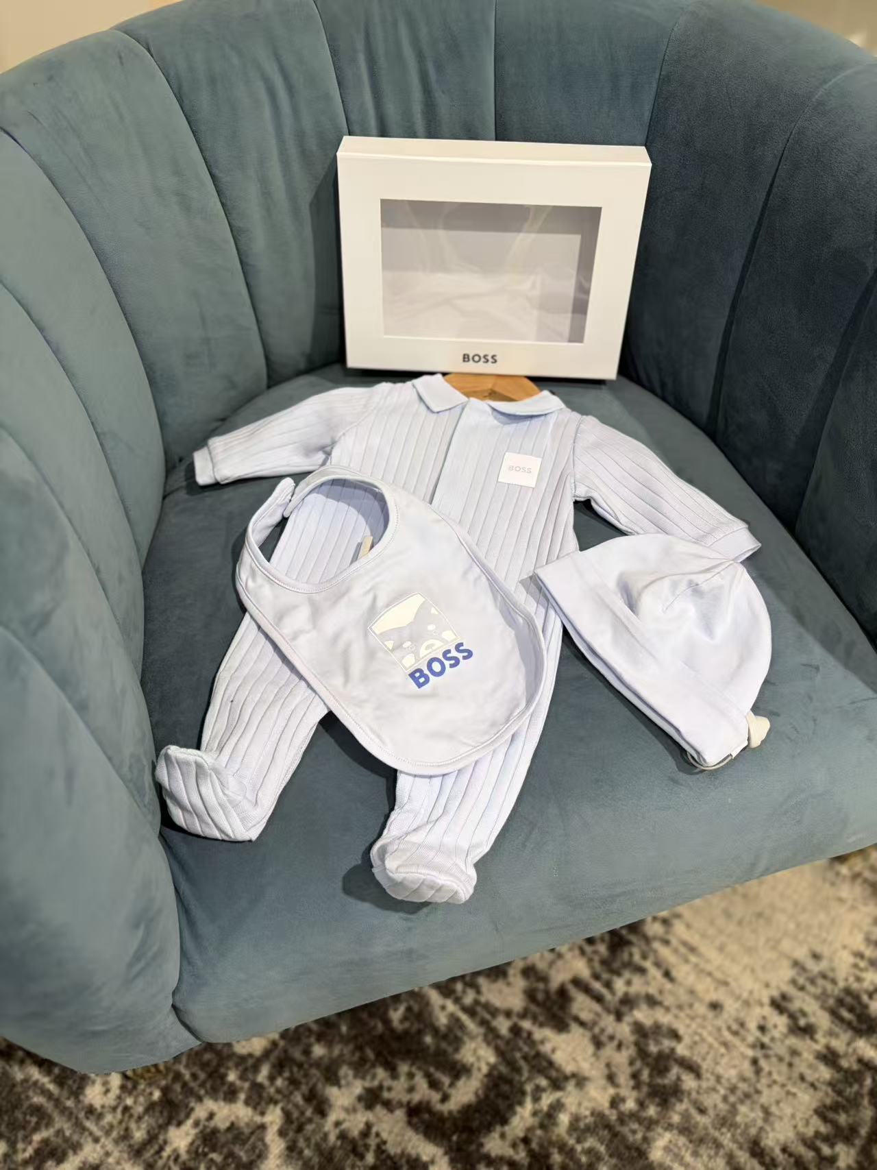 Boss Baby Footie Hat and Bib Giftbox Set