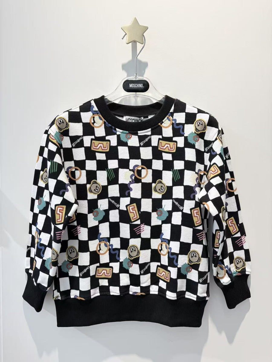Moschino Kids Sweatshirt with Checkerboard Print