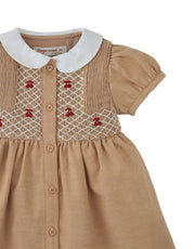 Gingersnaps Baby Marjorie Hand-Smocked Dress with Cherry Bullion Hand Embroidery