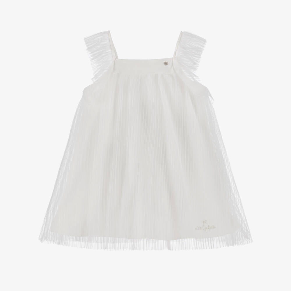 Lili Gaufrette Snow White Girls Pleated Tulle Dress
