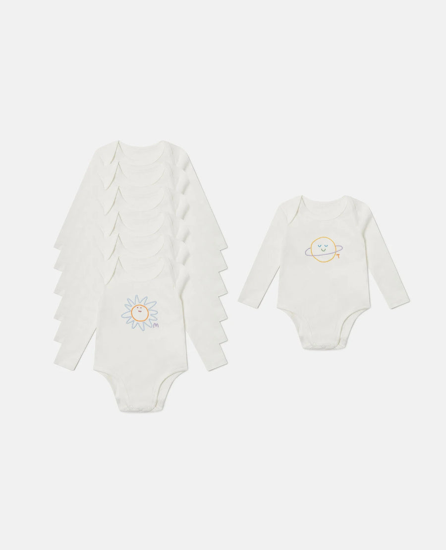 Stella McCartney Kids Baby set of 7 embroidered cotton bodysuits