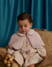 Gingersnaps  Baby Elaine Scalloped-Edge Faux Fur Capelet with Braided Ties and Pom-Poms