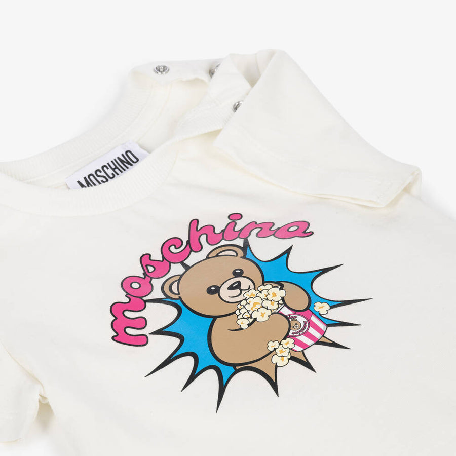 Moschino Popcorn Teddy Bear Maxi T-Shirt in Ivory