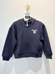 Moschino Kids Navy Zip-up Hoodie with Bear Logo