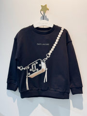 The Marc Jacobs Girls Black Sweatshirt with Crossbody Bag print