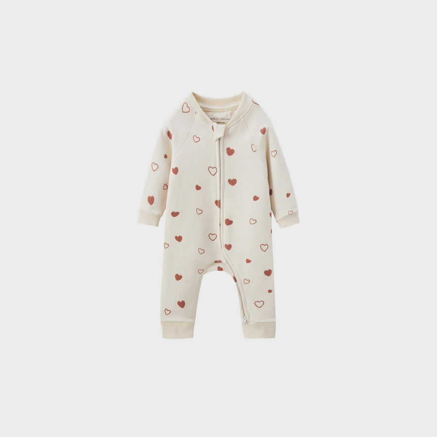 Norsu Organic Baby Fleece Organic Cotton Bodysuit- Hearts