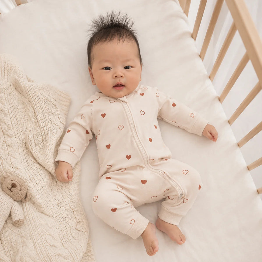 Norsu Organic Baby Fleece Organic Cotton Bodysuit- Hearts