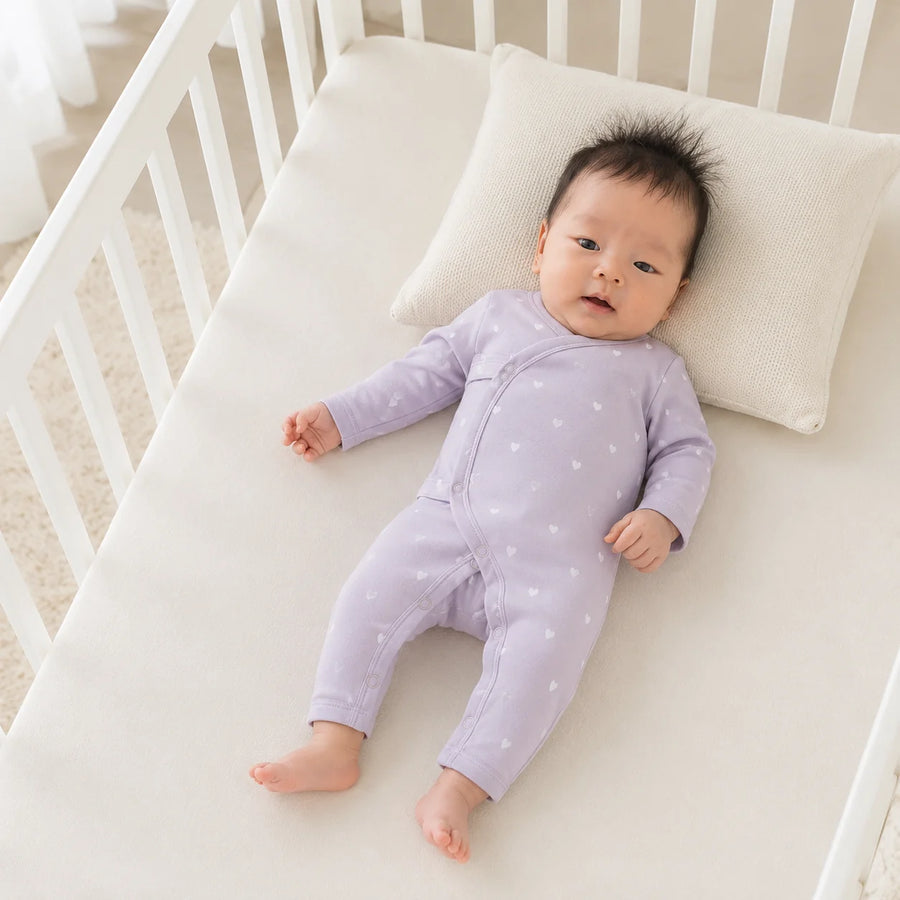 Norsu Organic Baby Organic Kimono Bodysuits-Lilac Hearts