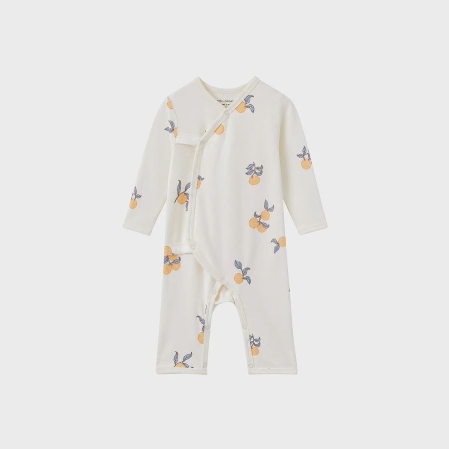 Norsu Organic Baby Organic Long-Sleeve Kimono Bodysuits-Clementine