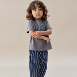 Norsu Organic Baby Relaxed Tapered Pant-Navy stripe