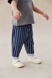 Norsu Organic Baby Relaxed Tapered Pant-Navy stripe