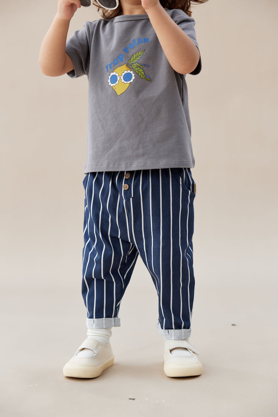Norsu Organic Baby Relaxed Tapered Pant-Navy stripe