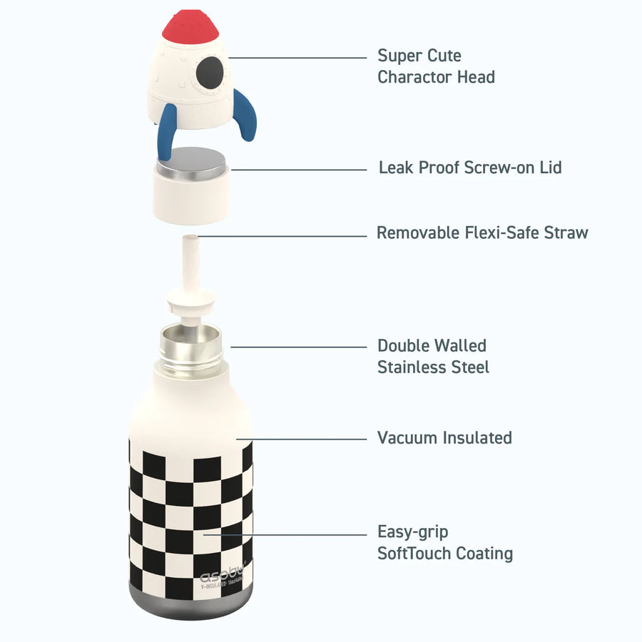 Asobu Bestie Rocketship Water Bottle 16 oz