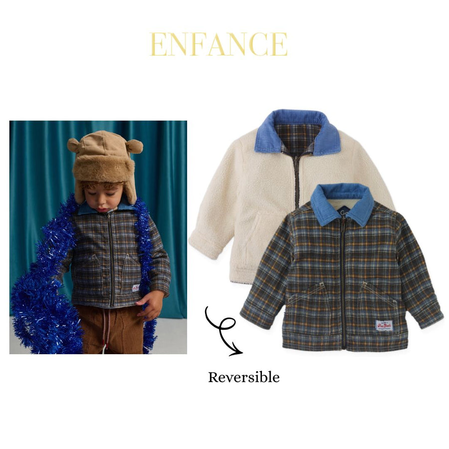 Gingersnaps Anthony Reversible Jacket in Plaid and Sherpa