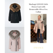 Mackage LEELEE Girls Down Coat with Removable Silver Fox Collar