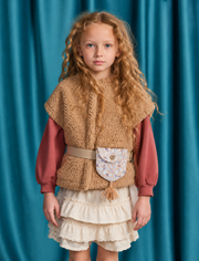 Gingersnaps Jeanette Shearling Gilet with Floral Belt Bag and Tassels