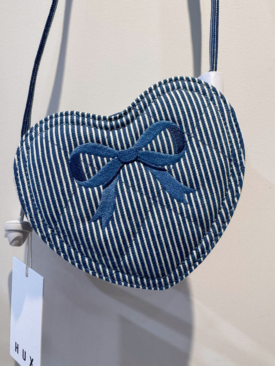 Huxbaby Stripe Denim Bow Heart Handbag