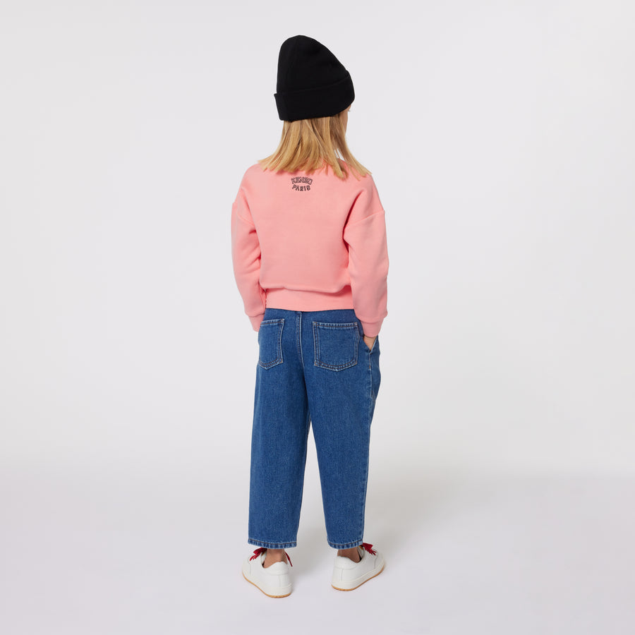 Kenzo Girls Pink Embroidered Cotton Sweatshirt