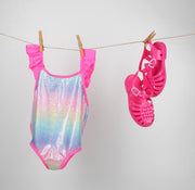 Billieblush Girls Pink Iridescent Swimsuit