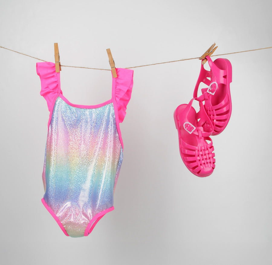 Billieblush Girls Pink Iridescent Swimsuit