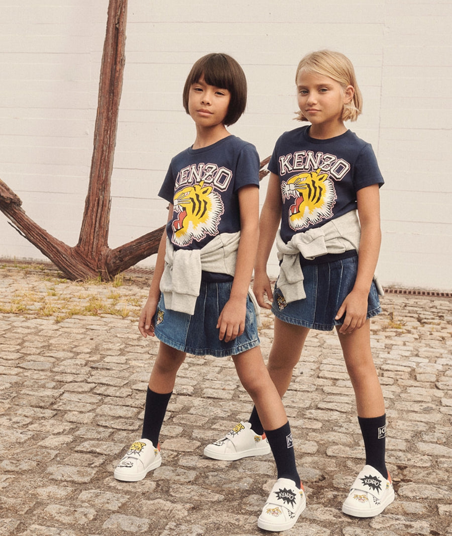 Kenzo Girls Blue Denim Pleated Skort