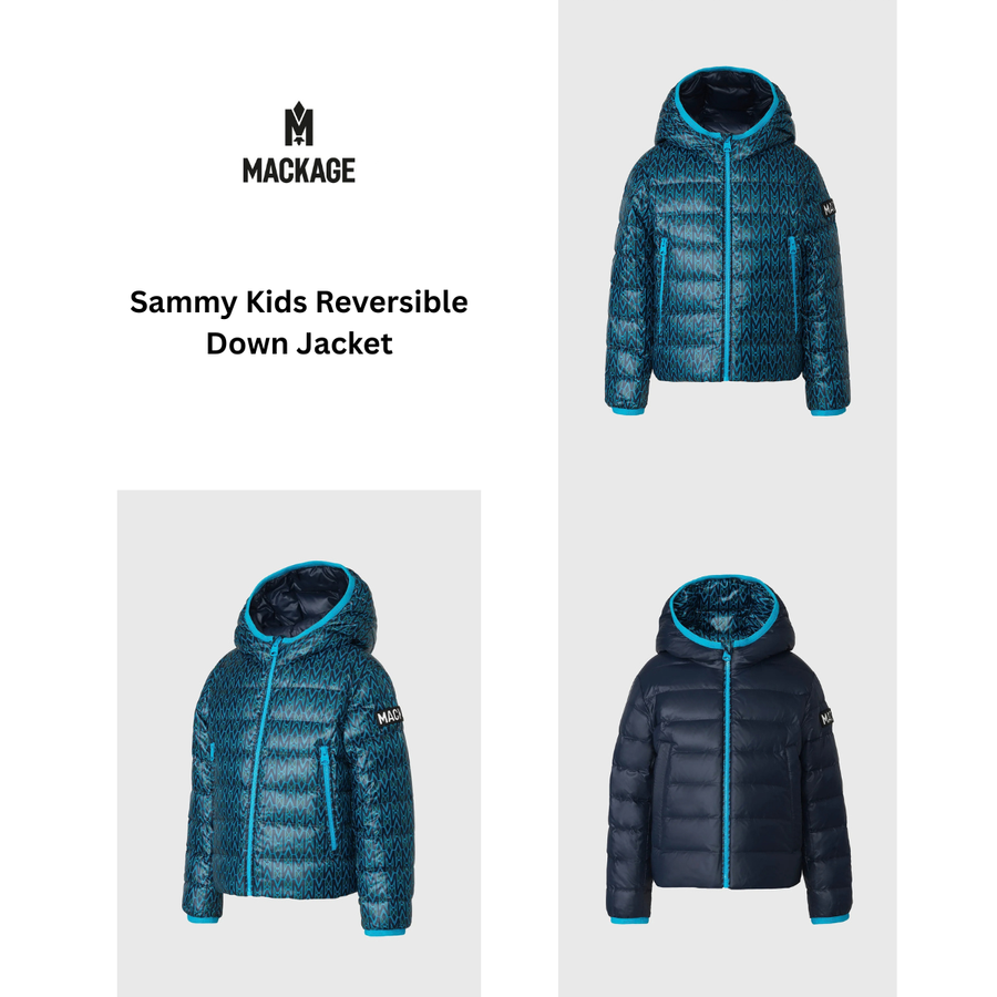 Mackage SAMMY-PR Down jacket for Kids Aqua-Marine Blue