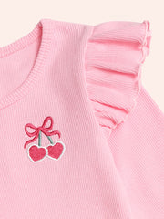 Huxbaby Longsleeve Cherry Pie Rib Tulle Dress