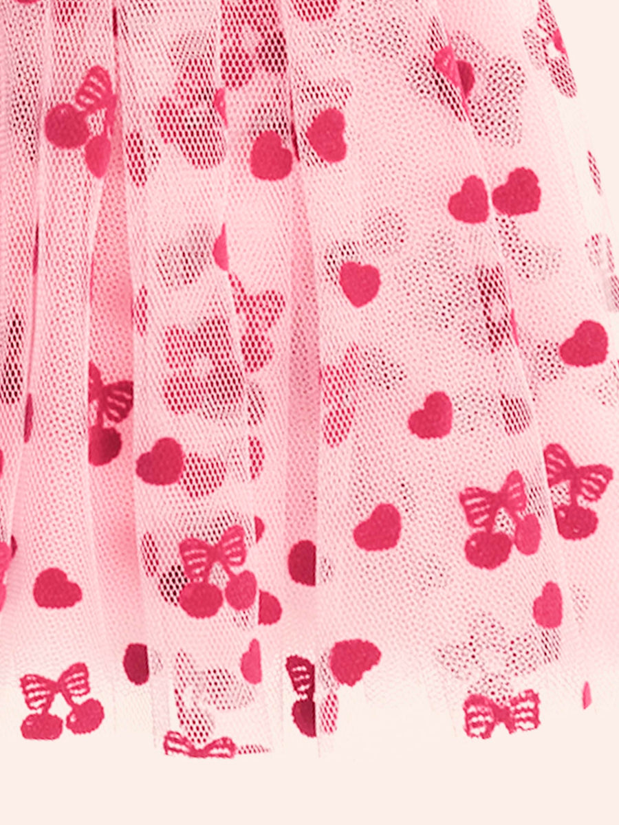 Huxbaby Longsleeve Cherry Pie Rib Tulle Dress
