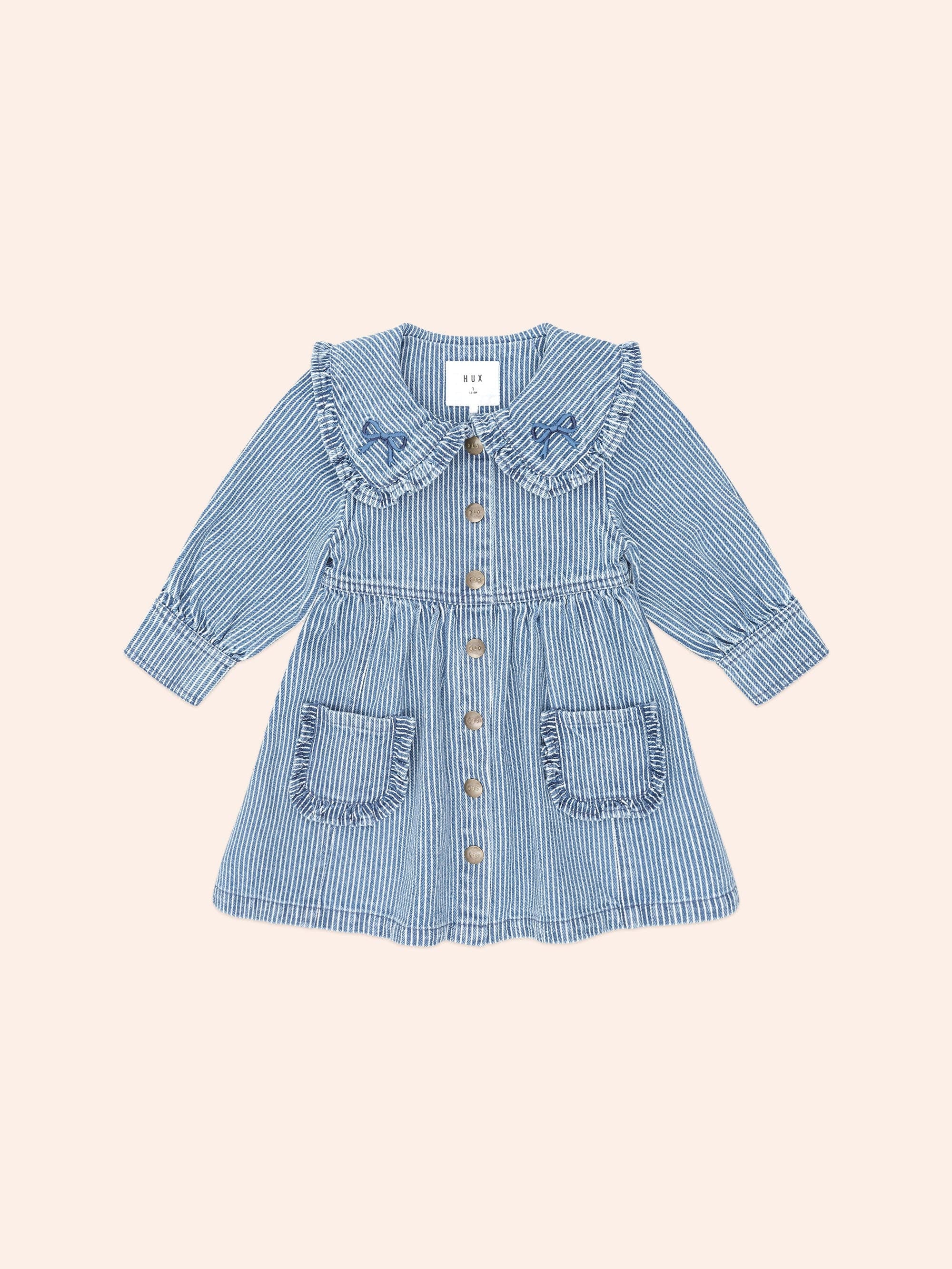 Huxbaby Vintage Bow Collar Denim Dress