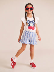 Huxbaby Girl Cherry Bow Frill Sleeve Tee