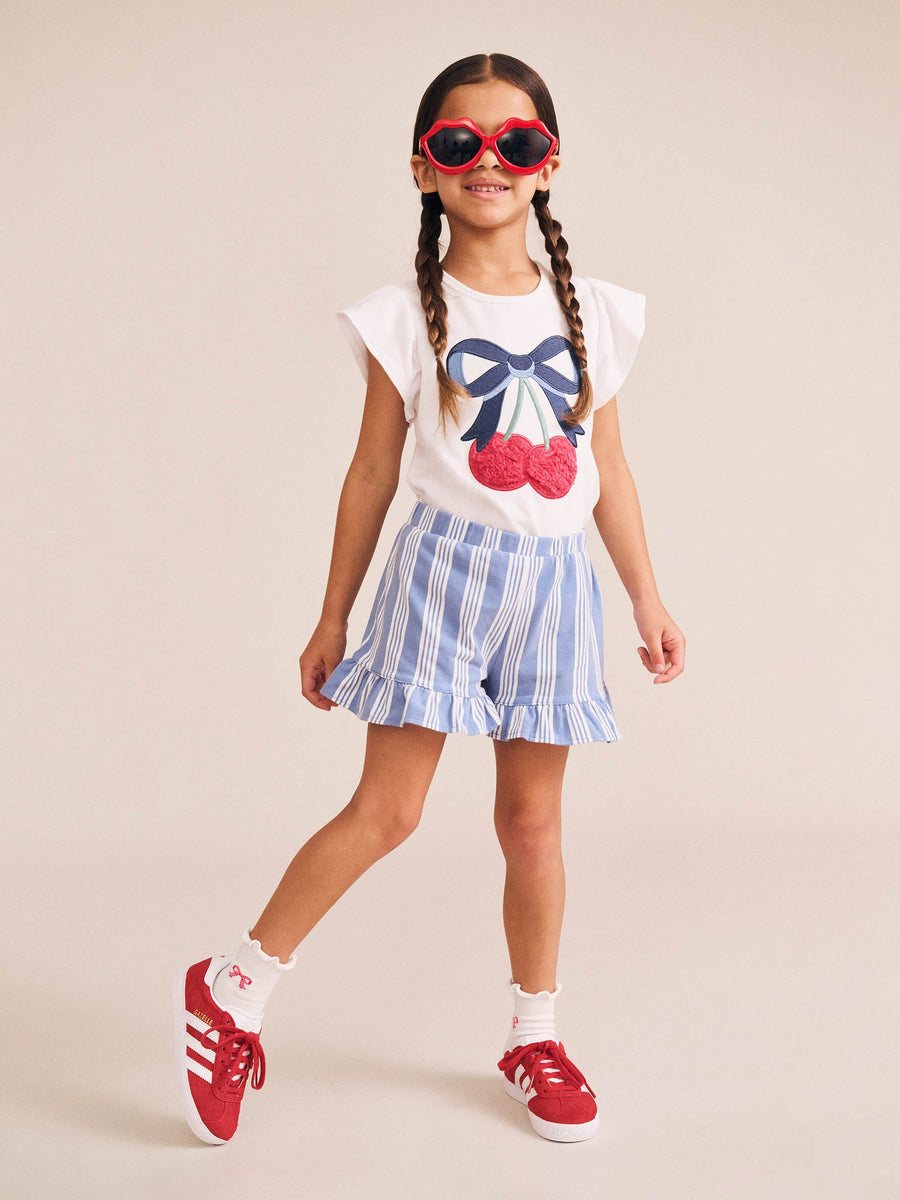 Huxbaby Girl Cherry Bow Frill Sleeve Tee