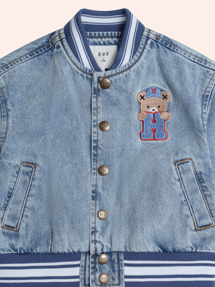Huxbaby Dreamy Denim Varsity Bomber