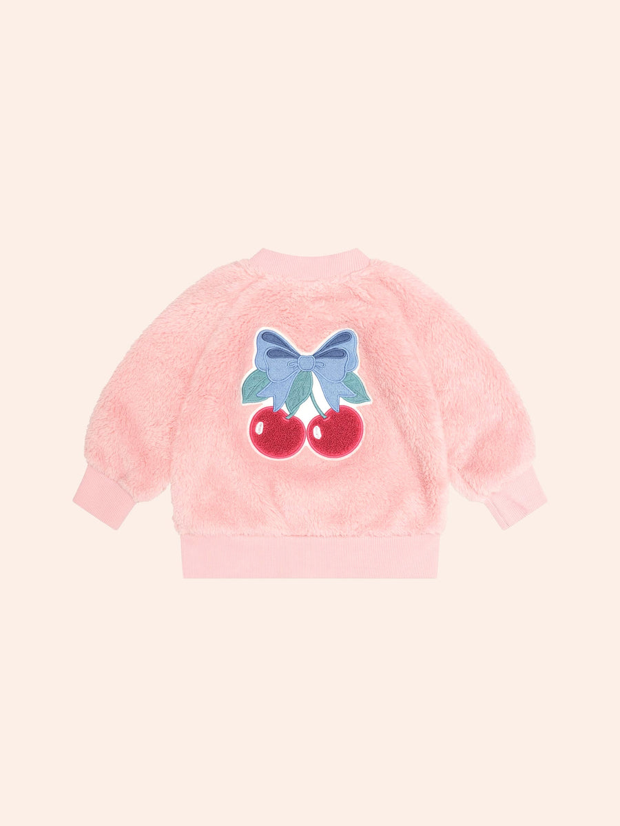 Huxbaby CHERRY BOW FURRY JACKET