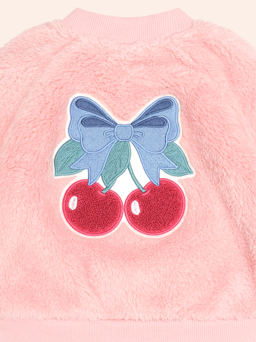 Huxbaby CHERRY BOW FURRY JACKET