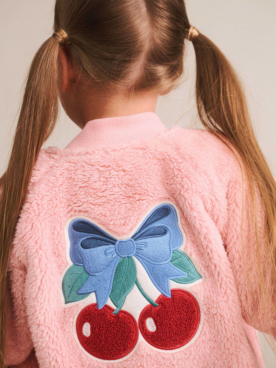 Huxbaby CHERRY BOW FURRY JACKET