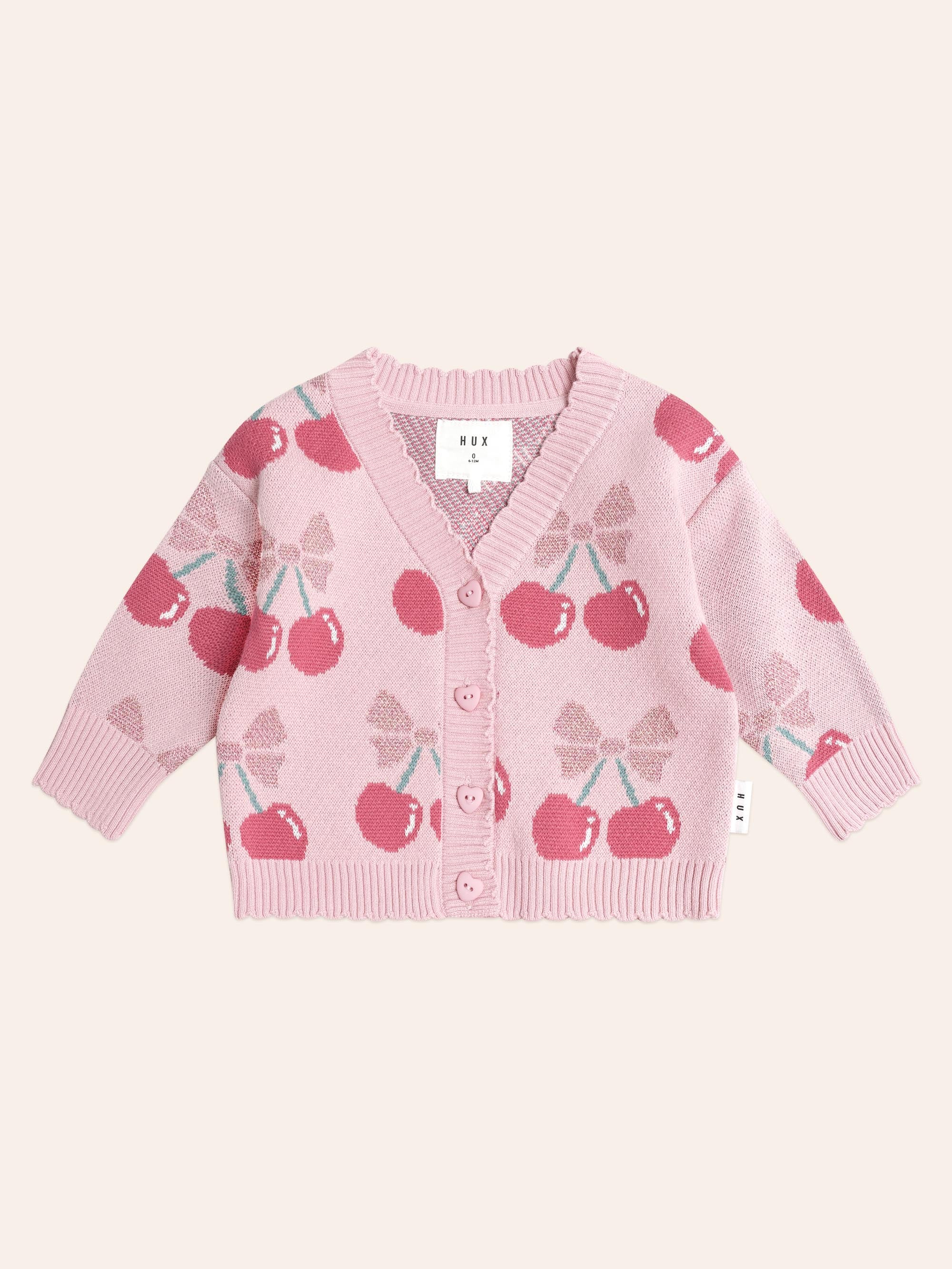 Huxbaby Cherry Pie Scalloped Knit Cardi