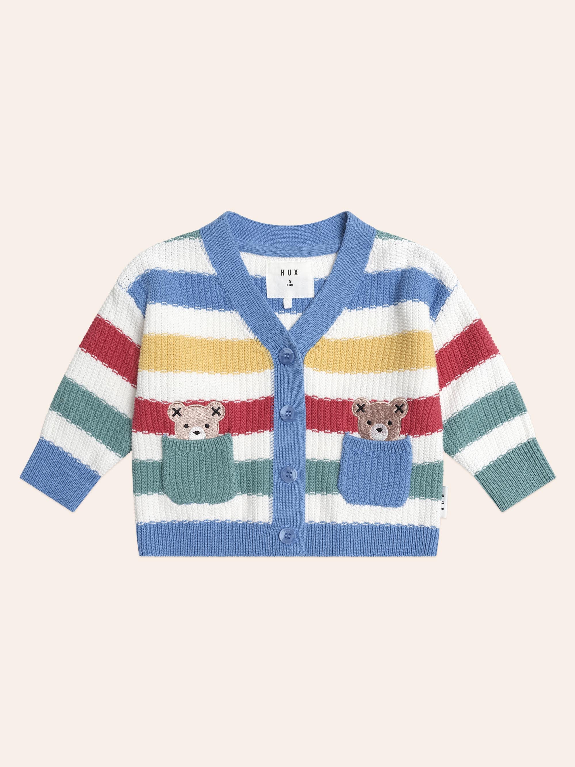 Huxbaby Peekaboo Hux Stripe Knit Cardi