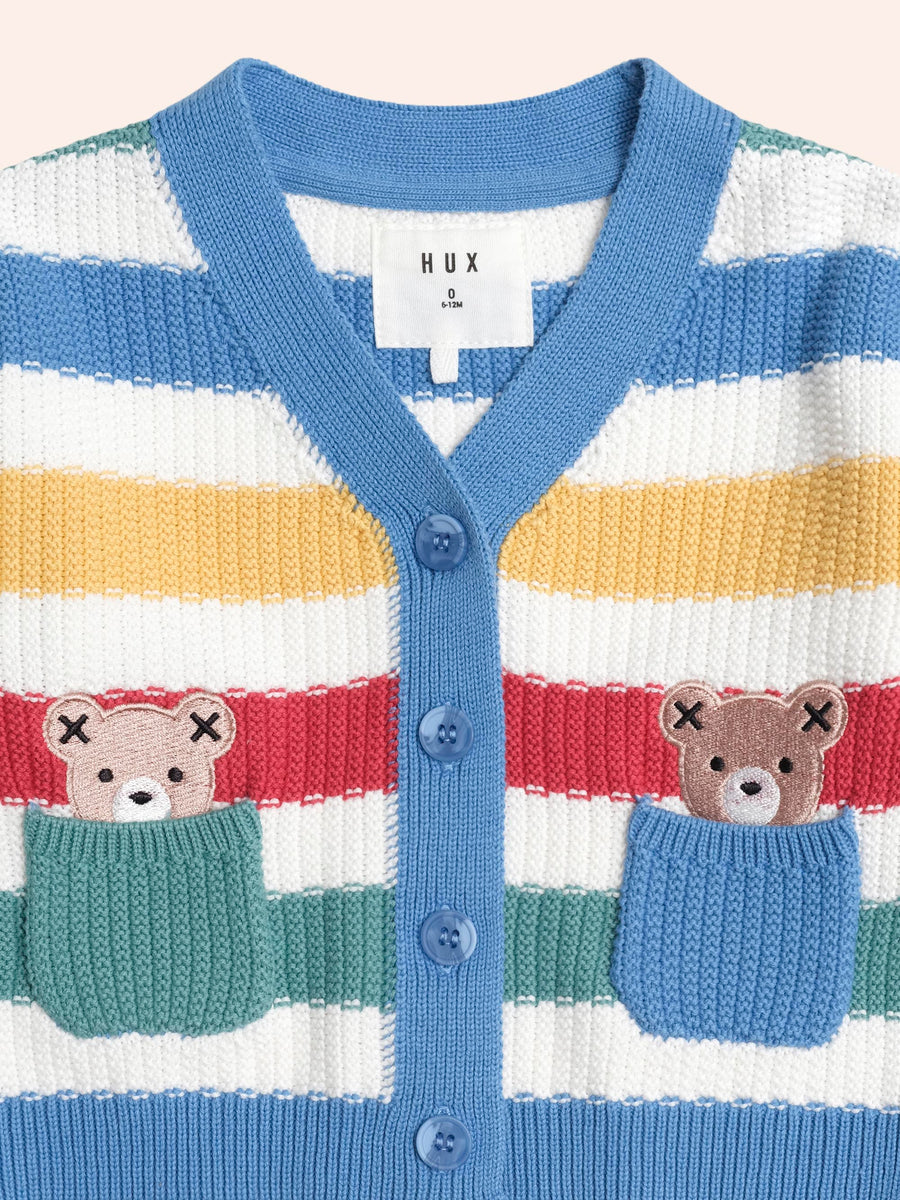 Huxbaby Peekaboo Hux Stripe Knit Cardi
