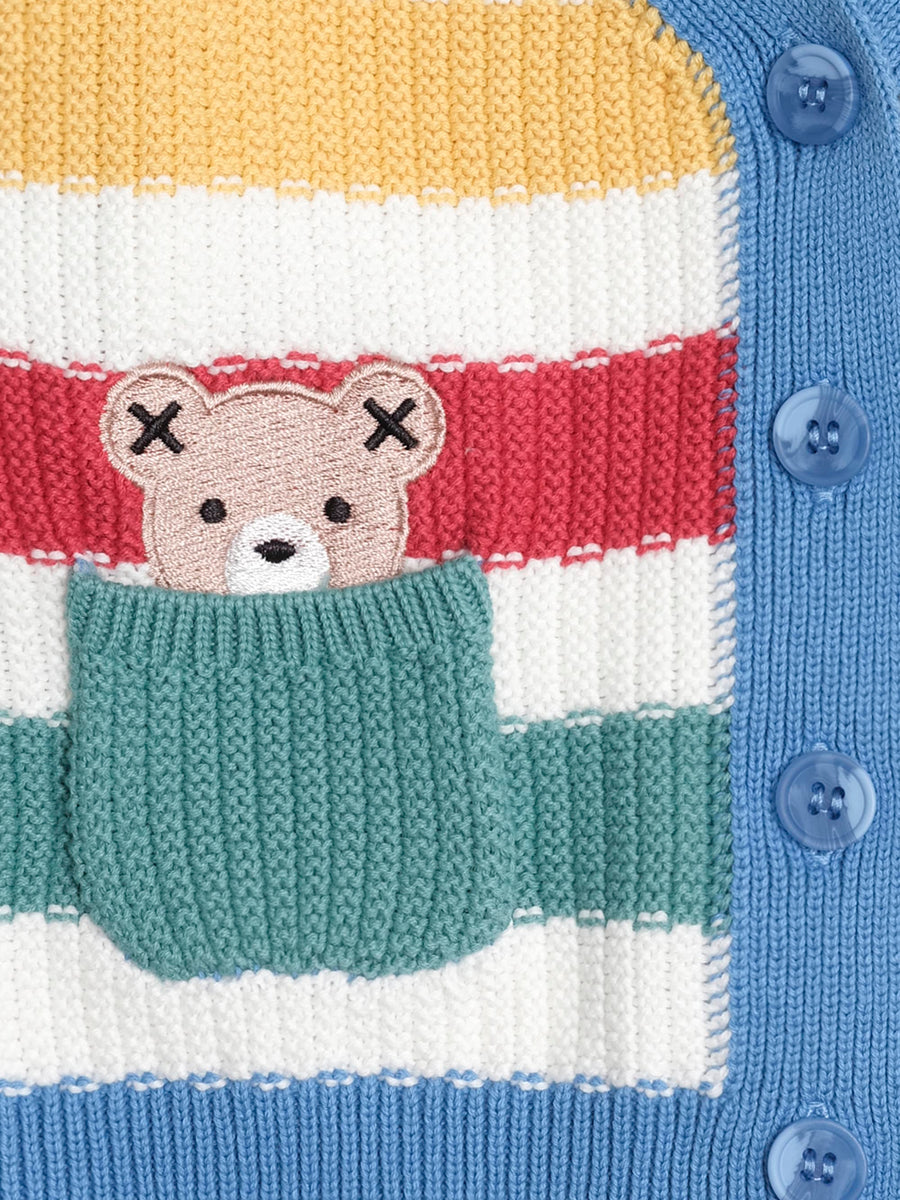 Huxbaby Peekaboo Hux Stripe Knit Cardi